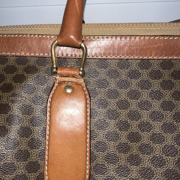 Vintage CELINE Macadam Large Boston Travel Bag Brown Coated Canvas Leather Italy - Picture 10 of 16